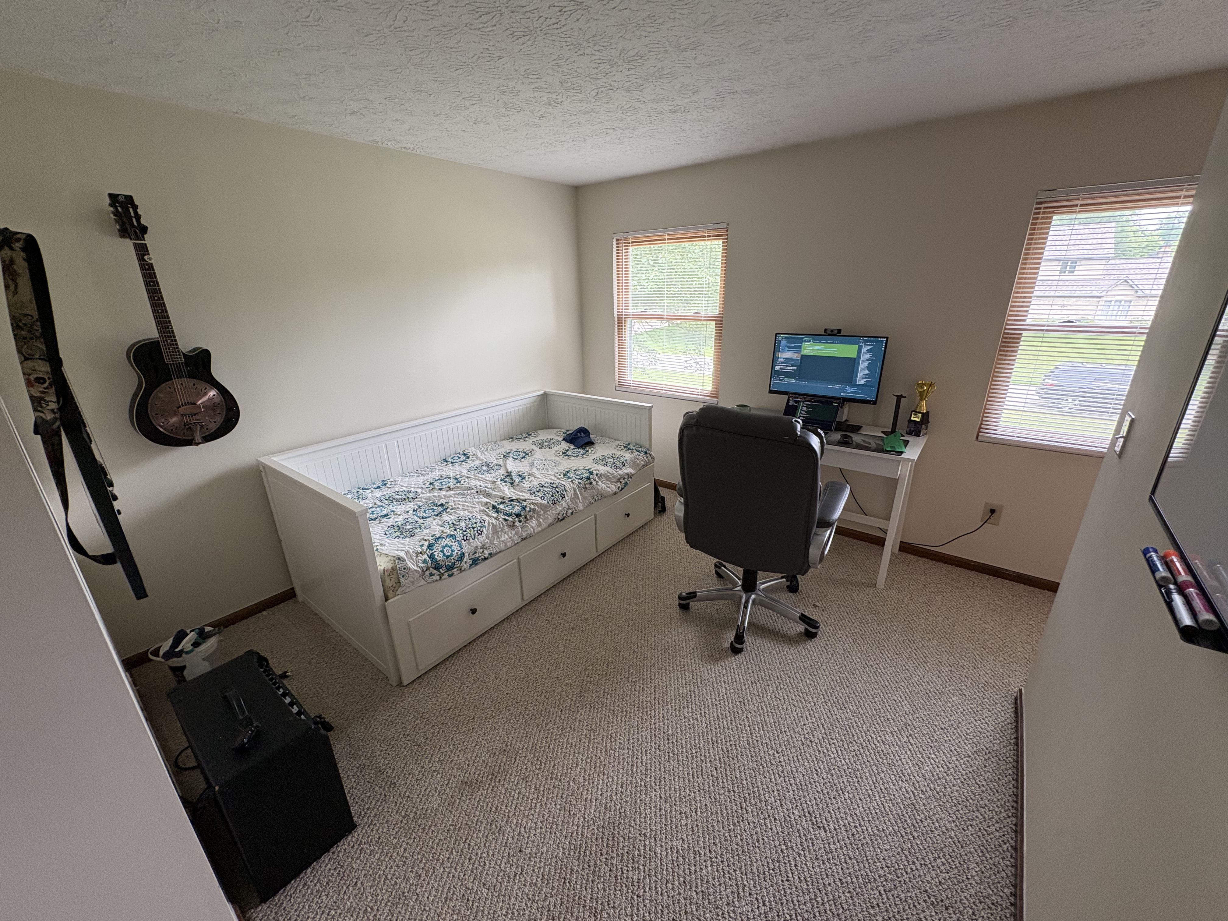 Viewing the window walls before painting.